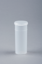 Empty vial with lid closed.